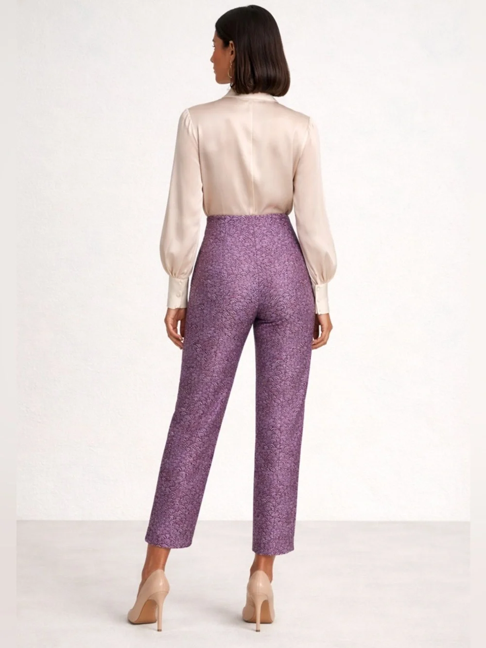 Kate Spade Party Bubbles Jacquard High Rise Crop Pants Purple Size 2 NWOT